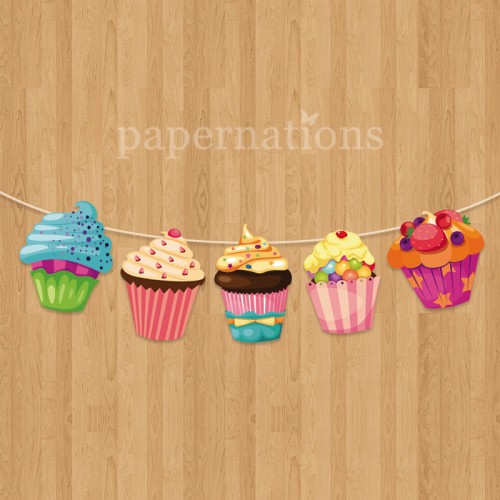 Cupcakes Bunting Flag